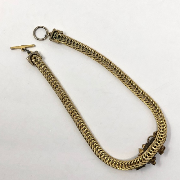 💥SOLD💥Vtg Rhinestone Chunky Slinky Gold Tone 80s - Picture 6 of 12
